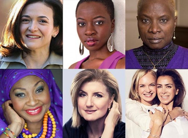 Clockwise from top left: Sheryl Sandberg, Danai Gurira, Angelique Kidjo, Mariella Frostrup and Karen Ruimy, Ariana Huffington, Yvonne Chaka Chaka.